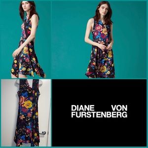Diane von Furstenberg Silk Handkerchief Floral Dress Size 6